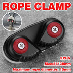 Rope Clamp Set 2PCS Aluminum Alloy Black Clip Plate Sailboat Kayak Canoe Outdoor