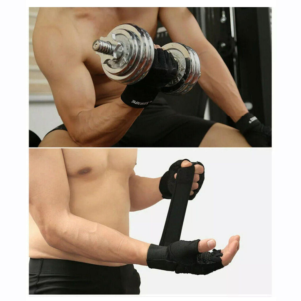 L Size Weight Lifting Gloves Gym Bodybuilding Fitness Workout Cycling Crossfit Men - One Pair Red