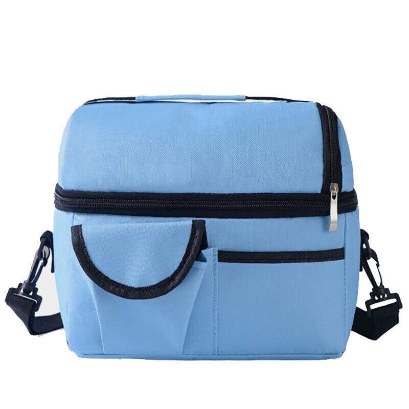 Insulated Lunch Bag Box Tote Cooler For Women Men Hot Cold Food Thermal - Blue