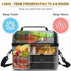 Insulated Lunch Bag Box Tote Cooler For Women Men Hot Cold Food Thermal - Wine Red