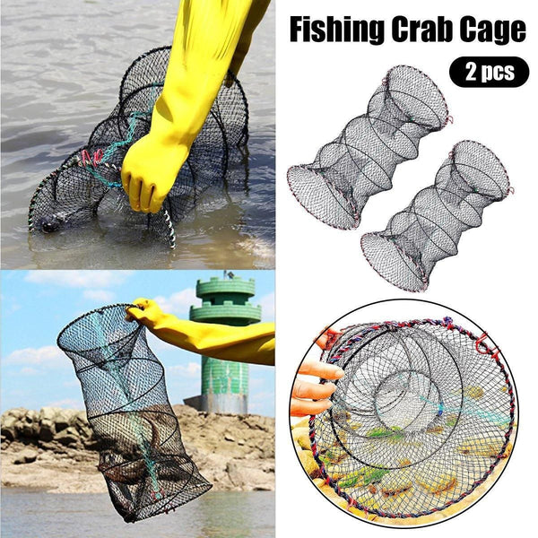 2PCS Shrimp Crab Lobster Fishing Net Fish Trap Cage