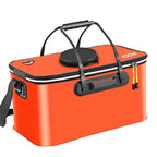 Portable Folding EVA Fishing Bucket Multi Use Live Fish Container with Strap - Orange-40cm