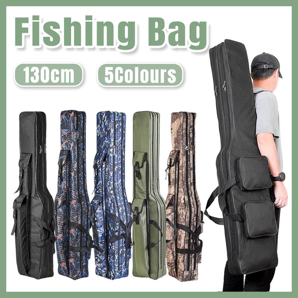 130cm Big Belly Fishing Tackle Bag Rod Storage - Deep blue camouflage
