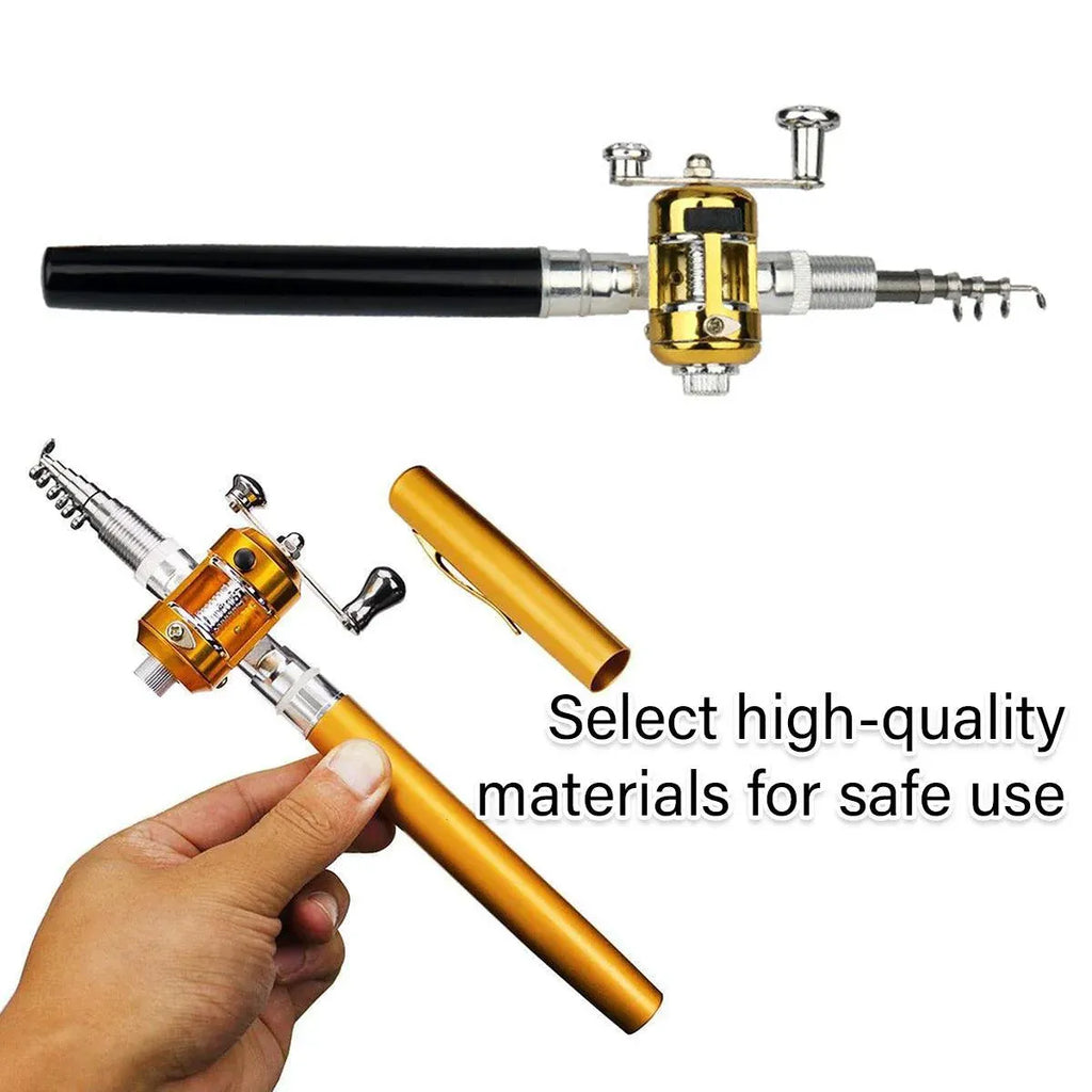 Mini Pen Fishing Rod Pocket Size Portable Telescopic Travel Fishing Pole Tool - Silver