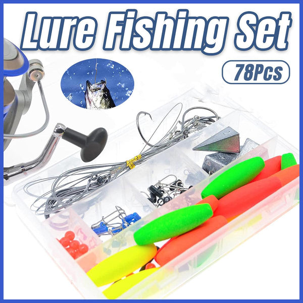 78pcs Fishing Gear Set Hooks Lures Baits Tackle Kit