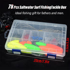 78pcs Fishing Gear Set Hooks Lures Baits Tackle Kit for Freshwater Saltwater