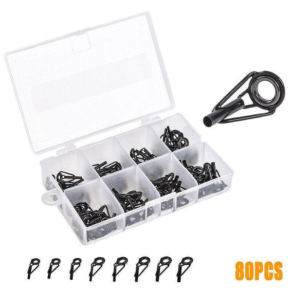 80 Fishing Rod Guide Set Tackle Tips Repair Kits Ring 8 Size