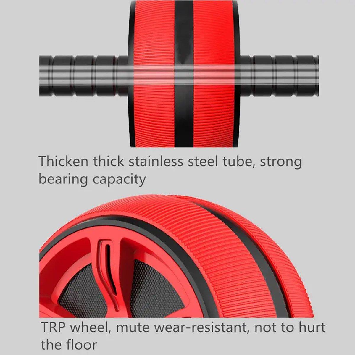 Abdominal Muscle Wheel Exercise Roller Fitness Equipment for Home Gym Men Women - Red
