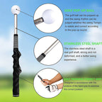 Golf Swing Training Aid Telescopic Impact Sound Stick Exercise Tool for Practice - Black