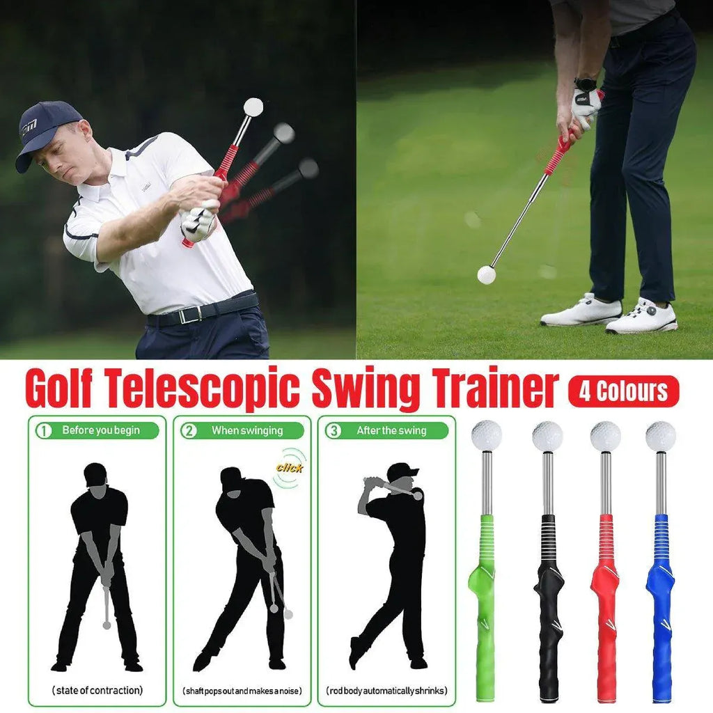 Golf Swing Training Aid Telescopic Impact Sound Stick Exercise Tool for Practice - Black