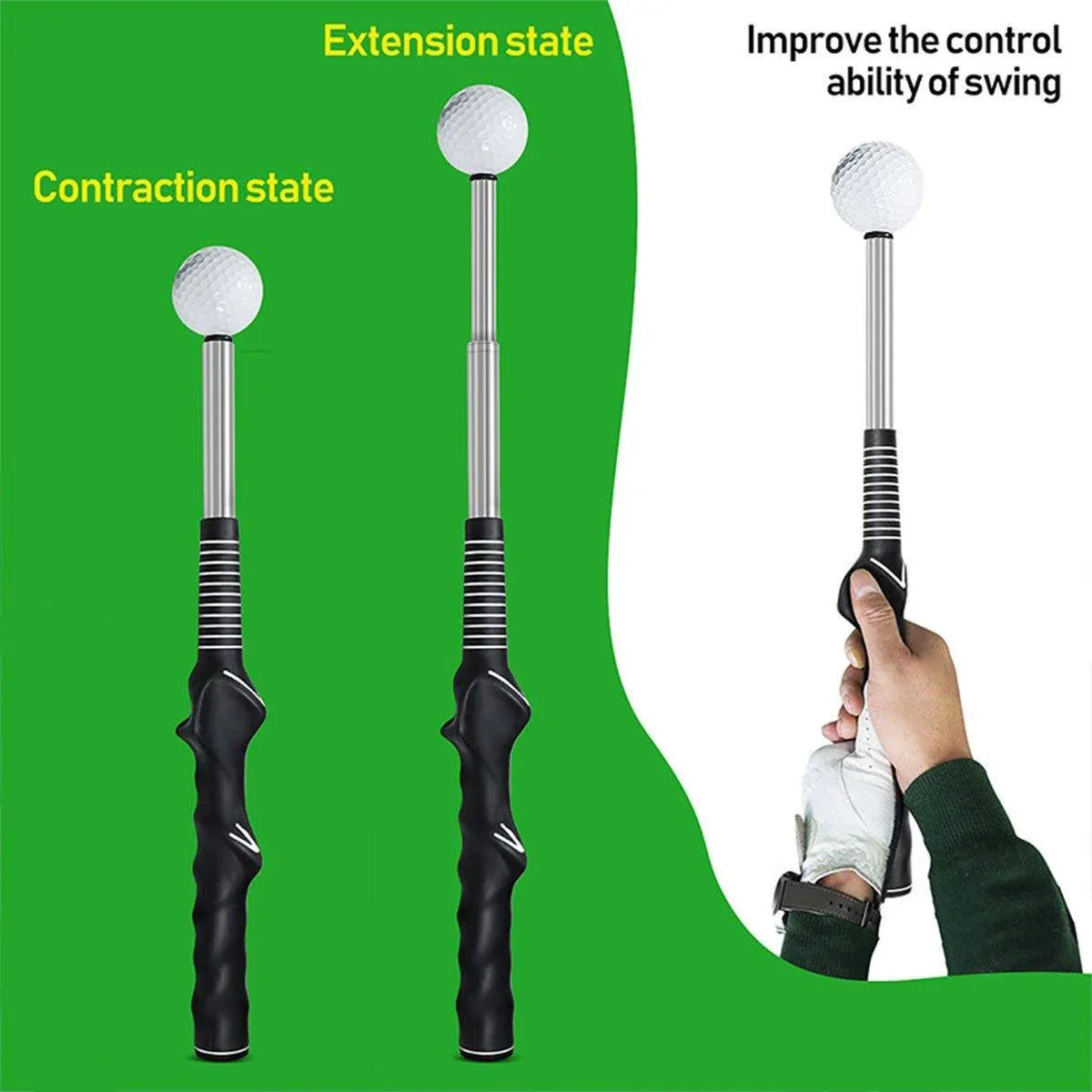 Golf Swing Training Aid Telescopic Impact Sound Stick Exercise Tool for Practice - Blue