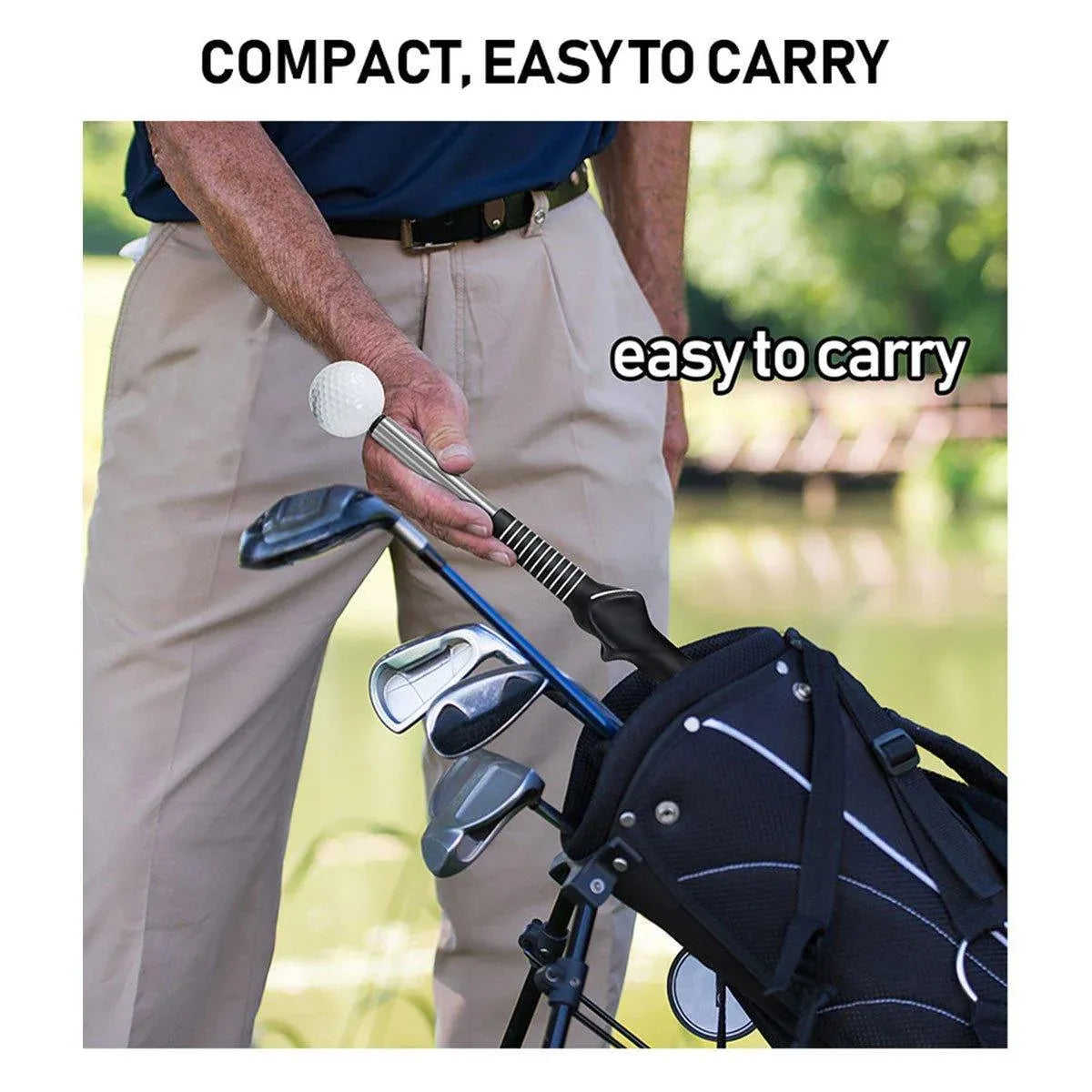 Golf Swing Training Aid Telescopic Impact Sound Stick Exercise Tool for Practice - Blue