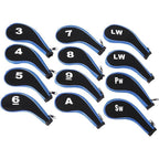 12Pcs Golf Head Cover Iron Putter Driver Headcover Protective Set Club Covers - Red