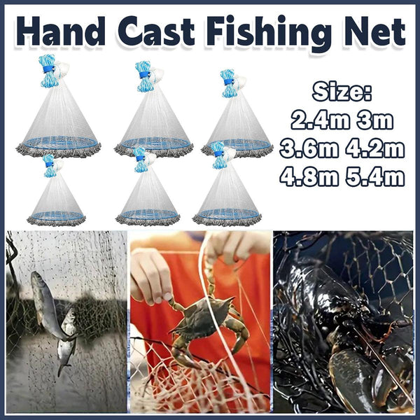 Hand Casting Fishing Net Bait Swinging Tackle Gear - 480cm