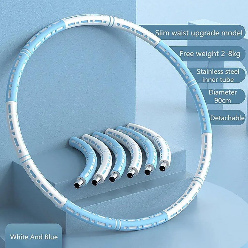 Detachable Weighted Hula Hoop Fitness Equipment for Home Exercise Use - Blue Pink