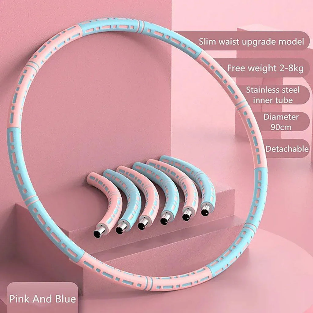 Detachable Weighted Hula Hoop Fitness Equipment for Home Exercise Use - White Purple