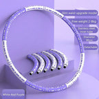 Detachable Weighted Hula Hoop Fitness Equipment for Home Exercise Use - White Purple