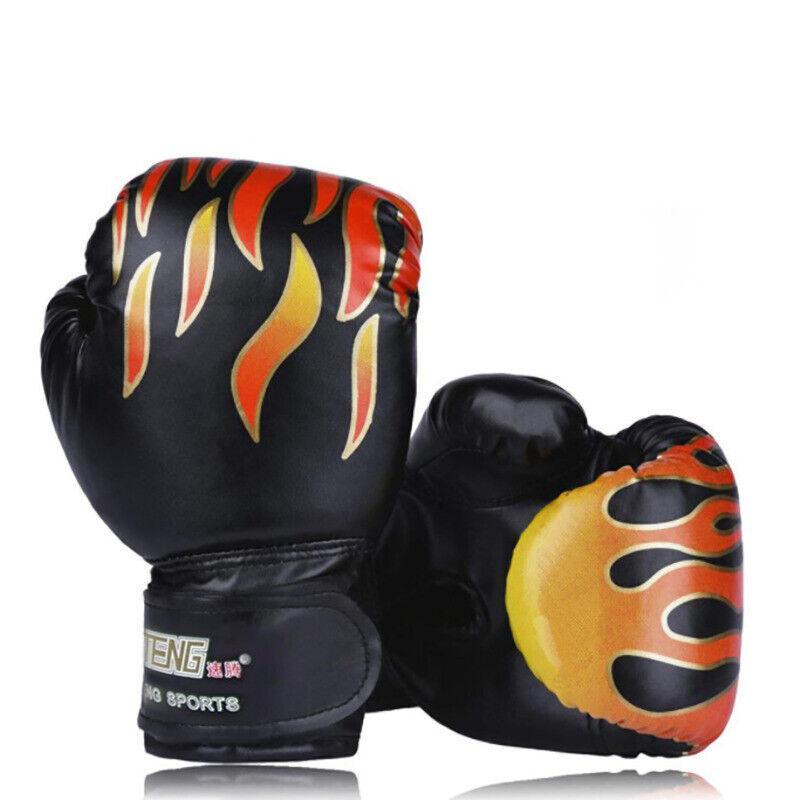 Boxing Sparring Training Gloves MMA Kickboxing Punching Gloves for Practice Sessions - Black[Flame Pattern]