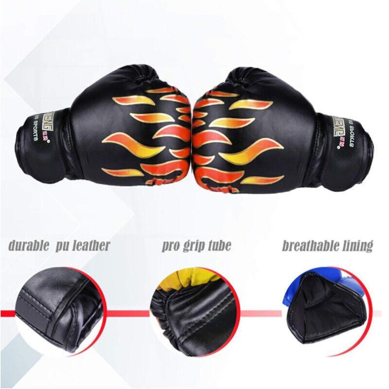 Boxing Sparring Training Gloves MMA Kickboxing Punching Gloves for Practice Sessions - Red [Flame Pattern]