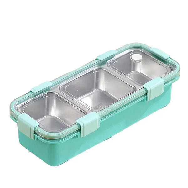 Green Stainless Steel Compartment Bento Lunch Box for Meals