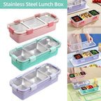 Stainless Steel Lunch Box Compartment Bento Box Food Container for Meal Prep Use - Green