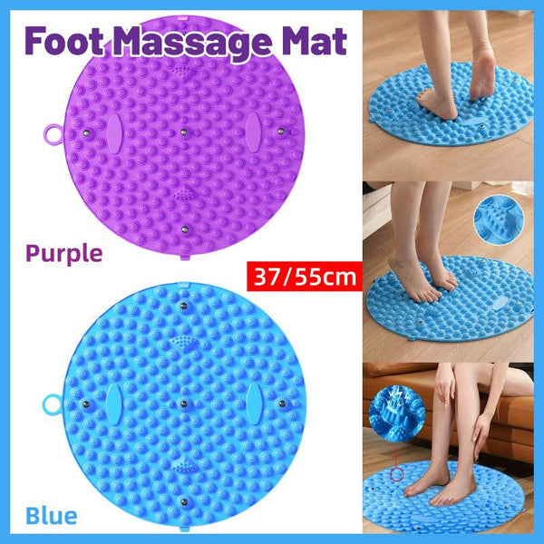 37/55cm Soft Silicone Circular Foot Mat with Textured Surface - Blue