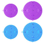 37/55cm Soft Silicone Circular Foot Mat with Textured Surface - Blue-55cm