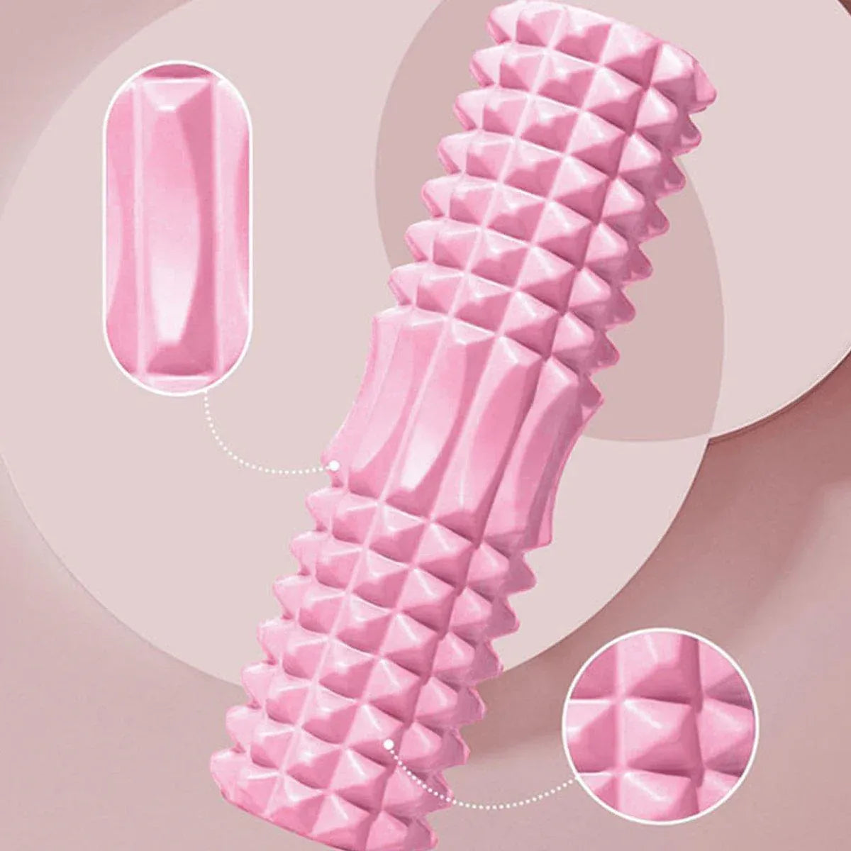 High Density EVA Foam Roller Yoga Massage Stick for Fitness - Wolf Tooth Style Blue-45cm