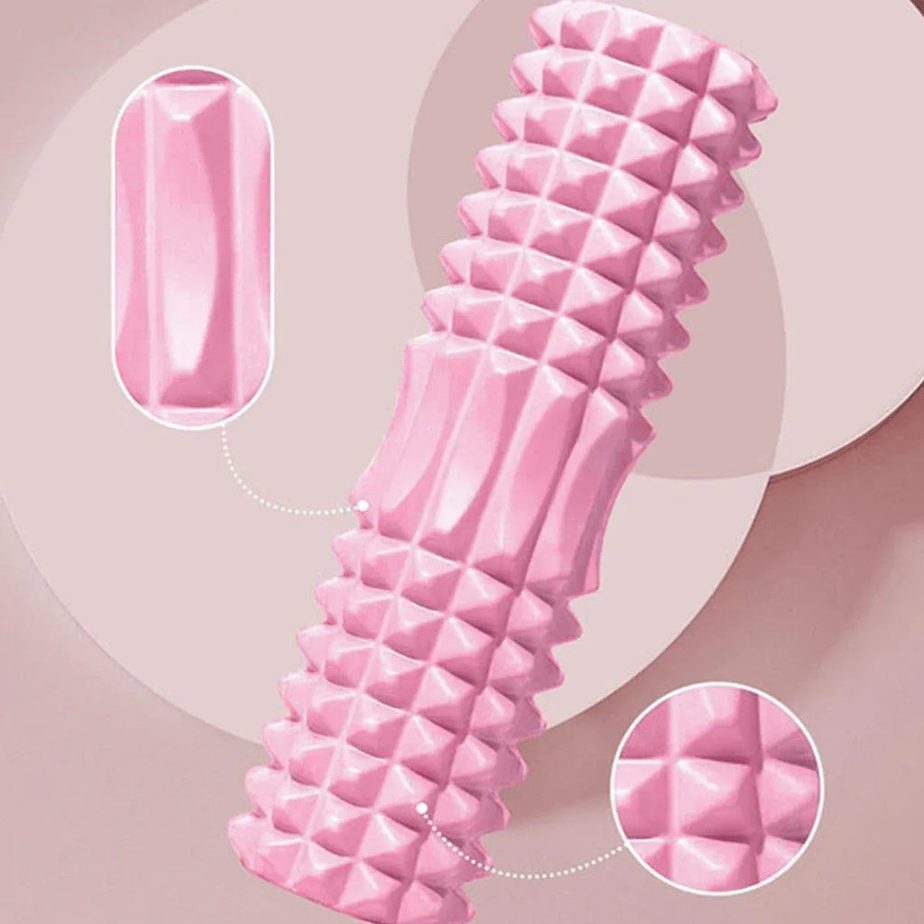 High Density EVA Foam Roller Yoga Massage Stick for Fitness - Wolf Tooth Style Purple-45cm