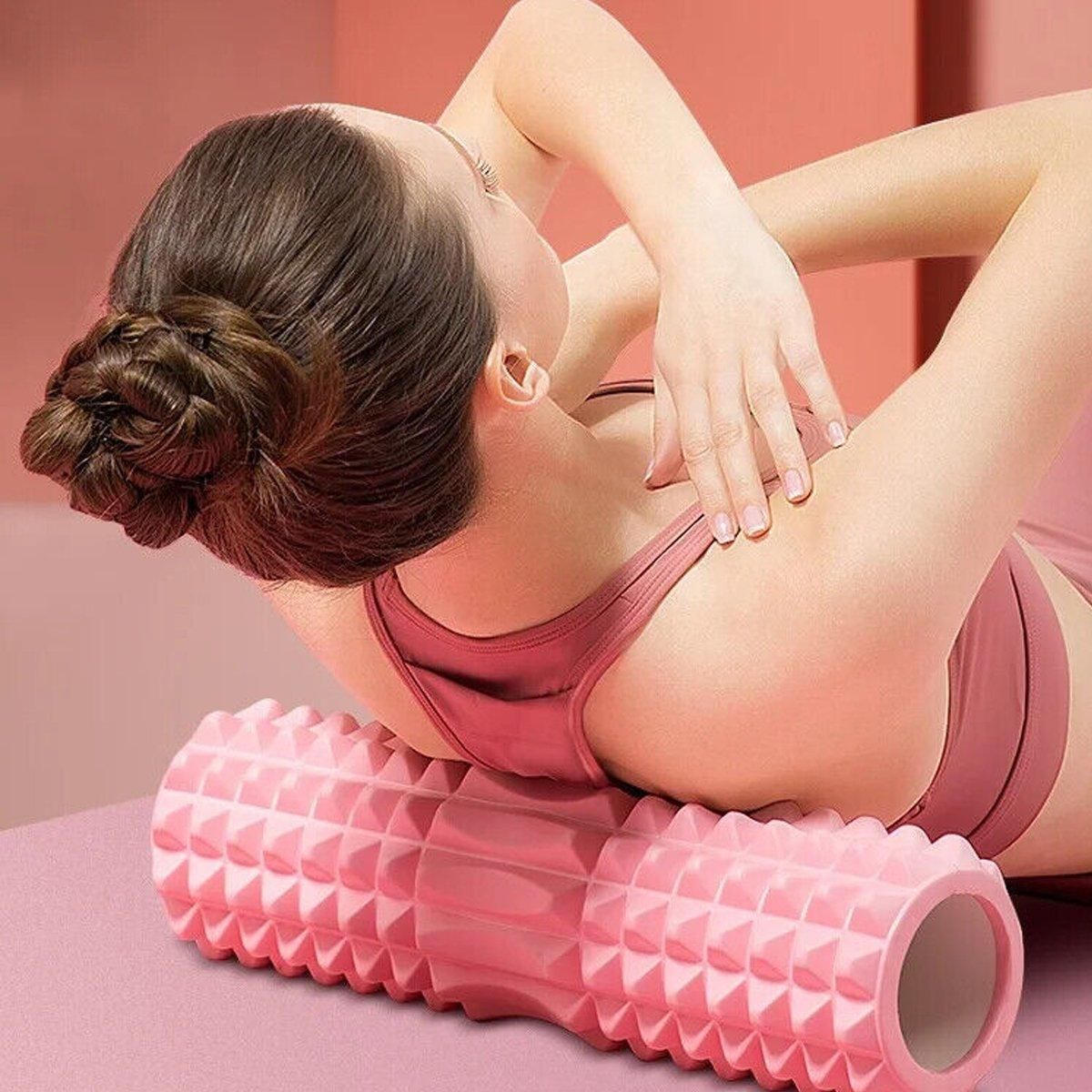 High Density EVA Foam Roller Yoga Massage Stick for Fitness - Crescent Style Blue-45cm