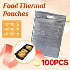 100Pcs Aluminum Foil Insulated Food Storage Bags for Thermal Cooling - 20*30CM-100PCS
