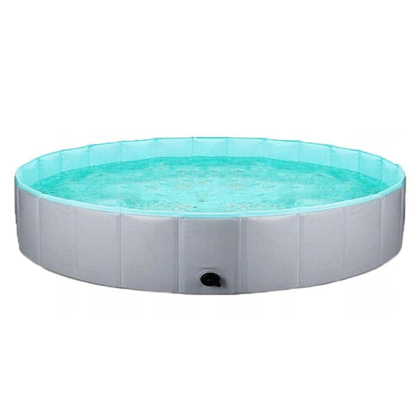 Grey Foldable Dog Swimming Pool for Outdoor Summer Play
