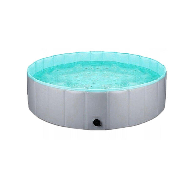 Grey Portable Foldable Pet Pool for Summer Outdoor Fun