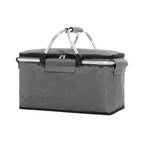 Folding Picnic Basket Insulated Cooler Bag Portable Outdoor Grocery Storage - Black