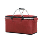 Folding Picnic Basket Insulated Cooler Bag Portable Outdoor Grocery Storage - Black