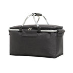 Folding Picnic Basket Insulated Cooler Bag Portable Outdoor Grocery Storage - Grey