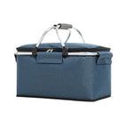 Folding Picnic Basket Insulated Cooler Bag Portable Outdoor Grocery Storage - Grey
