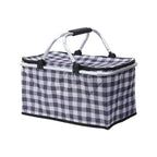 Foldable Picnic Basket Outdoor Camping Carrying Basket Portable Food Storage - Navy