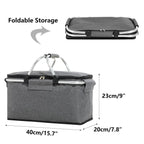 Folding Picnic Basket Insulated Cooler Bag Portable Outdoor Grocery Storage - Navy