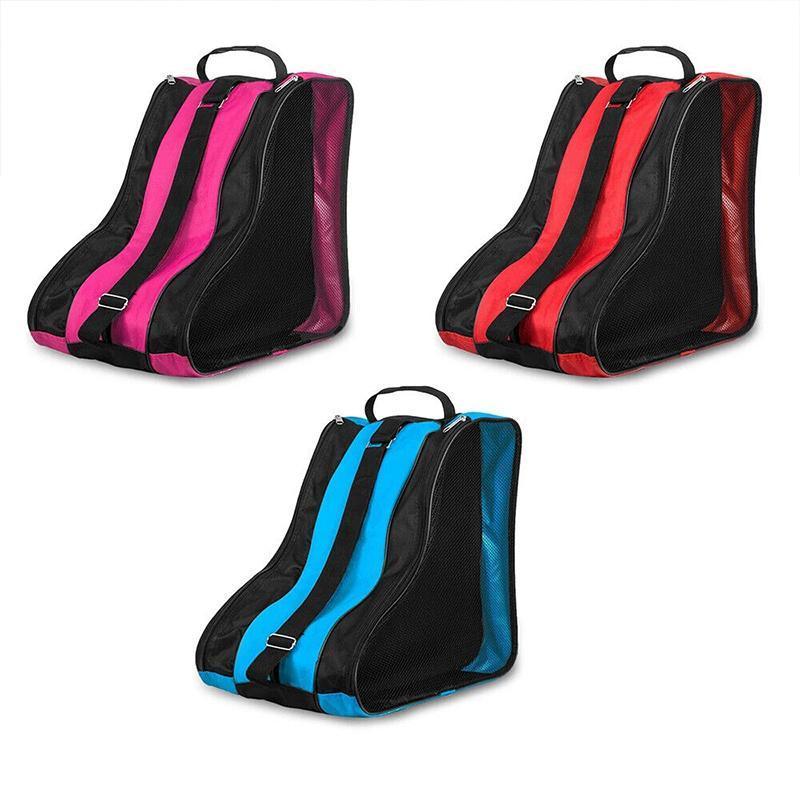 Rollerblading Ice Skate Carry Bag with Adjustable Shoulder Strap for All Ages - Red