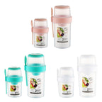 Double Plastic Salad Cup with Fork Sealed Breakfast Container for On-the-Go Meal - 560ml-Green
