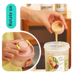 Double Plastic Salad Cup with Fork Sealed Breakfast Container for On-the-Go Meal - 560ml-White