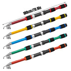 Telescopic Fishing Rod Lightweight Portable Sea Casting Rod Durable Glass Steel - Red