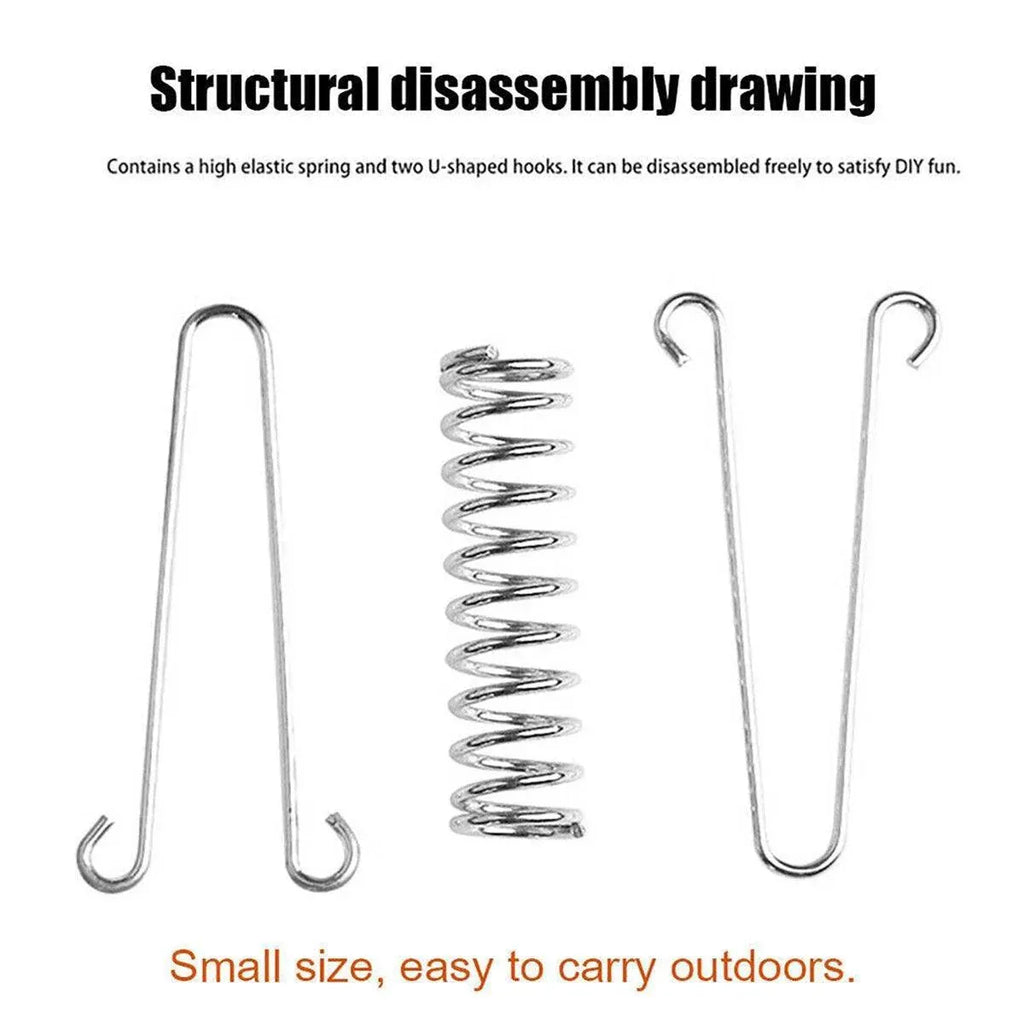 1-15PCS Outdoor Camping Tent Spring Wind Rope Buckle Fix Hook Buckles Silver Red - 5pair