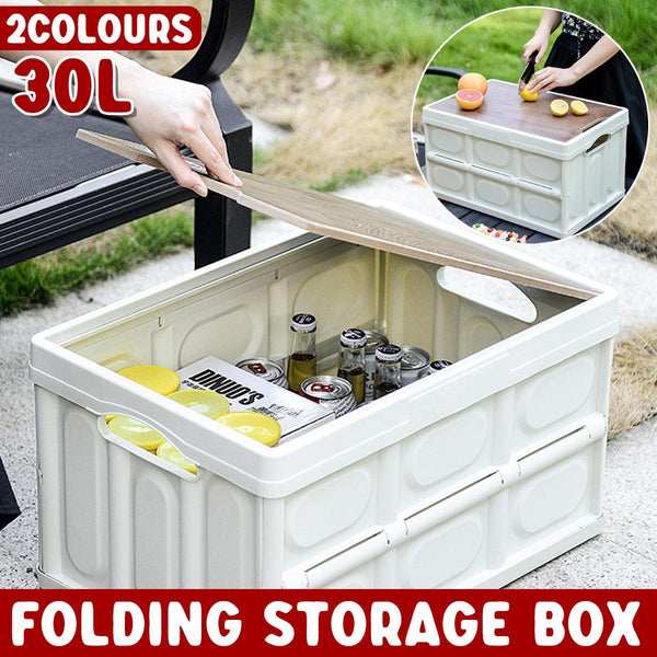 White Folding Storage Box with Lid for Camping Gear
