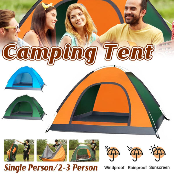 Orange Lightweight Camping Tent with Quick Setup Sun Shelter