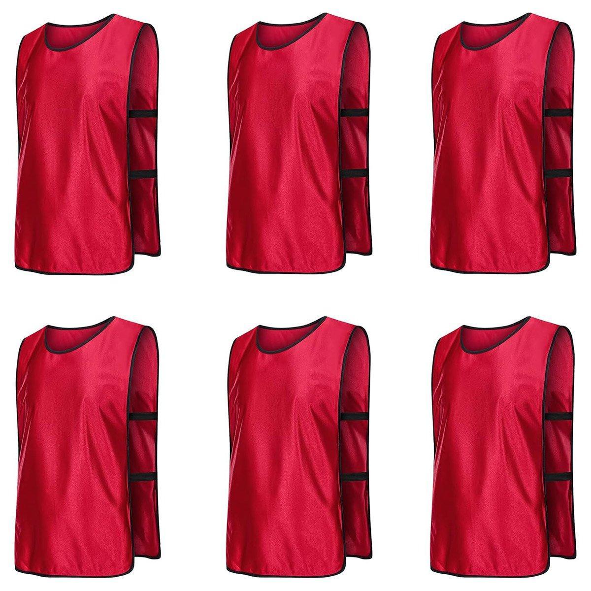 6X Sports Training Bibs Soccer Vests Group Team Bibs Basketball Cricket Football - Pink-M