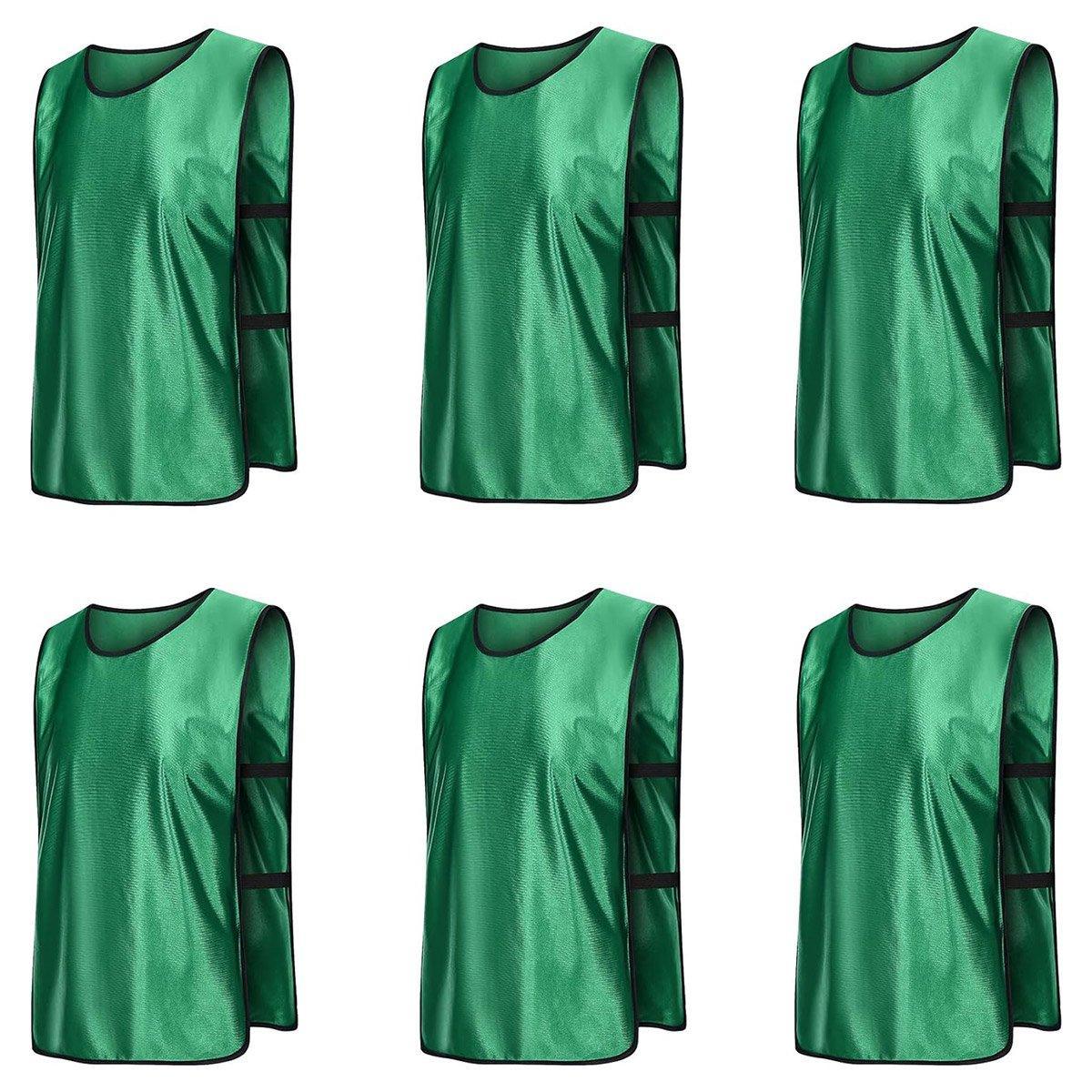 6X Sports Training Bibs Soccer Vests Group Team Bibs Basketball Cricket Football - Red-M