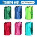 6X Sports Training Bibs Soccer Vests Group Team Bibs Basketball Cricket Football - Red-S