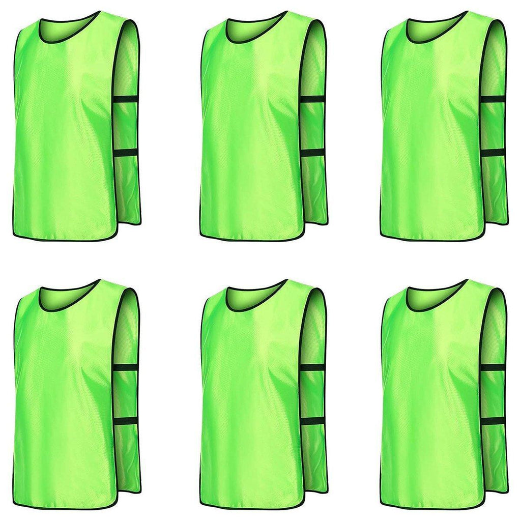 6X Sports Training Bibs Soccer Vests Group Team Bibs Basketball Cricket Football - Red-S